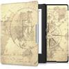 kwmobile Custodia eReader Compatibile con Kobo Aura H2O Edition 1 Cover - eBook Reader Flip Case - marrone/marrone chiaro - Mappamondo vintage