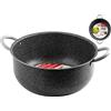 Home Family Stone Casseruola con 2 Manici, Acciaio Inossidabile/Pietra, Argento, 34 cm