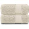 GC GAVENO CAVAILIA Set di asciugamani da bagno morbidi | 2 asciugamani da bagno in cotone egiziano | 700 GSM collezione hotel asciugamani | set di asciugamani assorbenti acqua | crema | 70 x 125