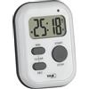 TFA Dostmann Timer digitale con cronometro, 38.2053.02, suono di allarme (rumoroso/vibrazione/lampeggiante), timer da cucina, timer per uova, adatto per sport o esami o sordi, on/off, bianca