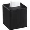 MEIBOOCH Scatola porta fazzoletti elegante in pelle PU quadrata con fondo magnetico per bagno, camera da letto o ufficio (striscia nera)