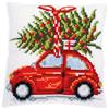 VERVACO Kit Cuscino Punto Croce AUTOMOBILE DI NATALE Set Ricamo Principianti Cuscini Gobelin Decorativi ca. 40 x 40 cm Accessori Per Lavoretti Creativi DIY Casa Decor Hobby Adulti Cross Stitch