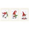 VERVACO Kit Punto Croce Contato GNOMI DI NATALE SET DA 3 Biglietti Con Finestra Per Punto Croce 10,5 x 15 cm Set Fai Da Te Creativo Adulti Ricamate Accessori Per Lavoretti Creativi