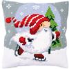 VERVACO Kit Cuscino Punto Croce GNOMO DI NATALE Set Ricamo Principianti Cuscini Gobelin Decorativi ca. 40 x 40 cm Accessori Per Lavoretti Creativi DIY Casa Decor Hobby Adulti Cross Stitch