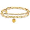 GD GOOD.designs Bracciale cuore per donna in oro - Bracciale con charms dorato multistrato placcato in oro 18K - regolabile (14,5 cm - 19,5 cm) - Catena Figaro, catena a maglie