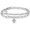 GD GOOD.designs Bracciale cuore per donna - Bracciale con charms multistrato in oro 18K, oro rosa o argento - regolabile (14,5 cm - 19,5 cm) - Catena Figaro, catena a maglie