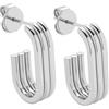 Jewels by Leonardo, orecchini Elisabetta, 1 paio di orecchini a cerchio in acciaio inox color argento, forma scanalata trasparente in ovale lungo a tre quarti - Gioielli regalo per donne - 024890,