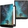 kwmobile Custodia eReader Compatibile con Pocketbook InkPad 4 / Color 3 / Color 2 Cover - eBook Reader Flip Case - blu/grigio/nero - Natura e spazio
