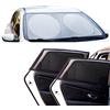 +PWR Car Parts Pacchetto estivo di parasole + parasole laterali. Parasole anteriore pieghevole argento 150 x 80 cm più 2 parasole laterali elastici universali microforati.