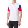 Champion Legacy Retro Sport Polo-Tape S/S, Bianco/Rosso/Blu Elettrico, L Uomo