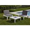 Dmora Salotto da Esterno Cervia, Set da Giardino con 2 sedute con Schienale ed 1 modulo Multifunzione, Salottino con Cuscini, 100% Made in Italy, Bianco, Medio