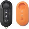 SALPIE Custodia guscio chiave+cover chiave silicone compatibile con fiat 500 - panda punto bravo lancia delta ypsilon 500x 500l musa idea, guscio chiavi , custodia telecomandi , silicone (Arancione)