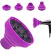 JOIYHY Diffusore asciuga capelli, diffusore per capelli ricci per asciugacapelli da 1,65 -1,89 (4,2 - 4,8 cm) di diametro, adatto a tutti i tipi di capelli, viola