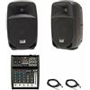 ITALIAN STAGE Impianto Audio 600 watt + Mixer + Cavi PER DJ KARAOKE MANIFESTAZIONI CONFERENZE