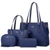 DORRISO Elegante Borsa a Mano Donna Set 4 Pezzi Antifurto Borsa a tracolla Borsa Pochette Portacarte Borsa Manico Superiore Moda per Vacanze Lavoro Viaggio Festa Impermeabile PU Pelle Blu