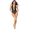 DreamGirl Sexy Naughty Vows Posteriore Aperto a Forma di Cuore Lace Teddy (Nero) (EU 6 - 14)