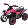 HOMCOM Macchina Cavalcabile per Bambini 18-36 Mesi in PP e Metallo, Mini Quad per Bambini a Spinta Manuale con Musiche Integrate, Fari Funzionanti e Manubrio Ampio, 67.5x38x44cm, Rosa