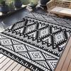 Homaxy Tappeto esterno, resistente intemperie, plastica, pieghevole, lavabile, anti-raggi UV, reversibile, terrazza, campeggio, picnic, 180x270 cm, nero e bianco