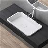 doporro Lavabo da Incasso, Lavandino Bagno 53x33x10.5cm, Lavabo da Minerale Fuso Colossum104, Bianco Opaco