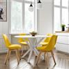 DEGHI Set 4 sedie in polipropilene giallo con cuscino in similpelle e gambe in legno - Alborg Plus