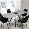 DEGHI Tavolo allungabile 120-180x80 cm top in ceramica grigio scuro con gambe in metallo nero - Cormac