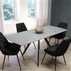 DEGHI Tavolo allungabile 120-180x80 cm top in ceramica grigio chiaro con gambe in metallo nero - Cormac