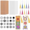 JSRQT Kit di segnalibri vuoti, segnalibri in cartoncino per bambini, 20 pezzi bianchi e marroni non finiti per gli amanti della lettura e artigianato fatto a mano, 20 stencil mandala, 20 nappe di