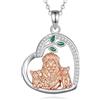 EUDORA Harmony Ball Collana Mamma Leone in Argento Sterling 925 Ciondolo a Cuore con Leone Animale, Regalo per la Festa della Mamma. Gioiello per Moglie Madri. 18"+2"