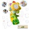 Risingor Girasole Pistola a Bolle per Bambini, Macchina Bolle di Sapone Portatile 10000+/Min con LED/130ml Soluzione Bolla, Spara Bolla di Sapone Automatico per Feste All'aperto Matrimonio, Giallo