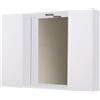 Liberoshopping Specchio bagno contenitore in legno a 2 ante con faretto LED 81x60x16 cm (Bianco Frassino)