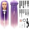 QUANMINXF Testa Per Parrucchiere, 28 inch 100% Sintetica Testina Parrucchiere Capelli Testina Per Parruchieri Testina Parrucchiere Capelli con Staffa+ DIY Accessori Per Capelli (Rosso viola)