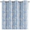 AmeliaHome - Tenda effetto velluto, 140 x 245 cm, 1 pezzo Tenda decorativa con occhielli, effetto velluto, motivo a foglie, colore: blu e argento.