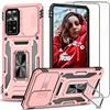 Jeelar NEINEI Cover per Xiaomi Redmi Note 11 Pro 4G/5G con 2 Vetro Temperato,Custodia con Scorrevole Protezione Fotocamera,Militare Antiurto TPU Silicone Bumper e Magnetico Supporto Case,Oro rosa