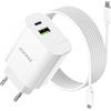 Zinooy Caricatore USB C 20W, Presa USB C Multiplo con Cavo da 2M, Caricatore Rapido USB A per iPhone 15/iPhone 15 Pro/iPhone 15 Pro Max/iPad Pro/iPad Mini, Samsung Galaxy S24 S23 S22 e Altro Ancora
