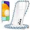 Xiltlly Cover per Samsung Galaxy A52s 5G/A52 4G/5G con Cordino, Custodia con Laccio Collana Tracolla Trasparente Silicone TPU Bumper Antiurto Proteggere Protettiva Corda Case per Samsung A52s, Blu 02