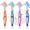 FLZONHUT Spazzola di Pulizia Protesi,4 Pezzi Spazzolino Per Dentiera Dentiera Spazzola Portatile Spazzola per Denti Falsi Spazzole Multifunzione per la Pulizia delle Protesi