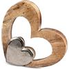 Formano Cuore in legno di mango con applicazioni in metallo, 18 cm
