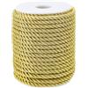 DAWRIS Corda decorativa intrecciata, 6 mm, 3 strati, in poliestere, dorata, in nylon, decorazione per la casa, per la produzione di gioielli, corda d'onore, per borsa di Natale