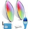 LyLmLe Led Piscina PAR56,20W Luce per Piscina Sincronizzatore RGB Esterno + Telecomando,Multicolore Subacquea a LED Illuminazione Impermeabile IP68,12V AC(2 lampada)