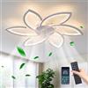 JIINOO Ventilatore da Soffitto con Luce LED e Telecomando, 78 cm | Moderno Lampadario LED Dimmerabile Bianco, 6 Velocità, Motore DC Silenzioso Reversibile, Timer per Camera e Soggiorno
