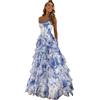 Vhersily Vestiti Ragazza Eleganti da Cerimonia, da Ballo Senza Spalline con Corsetto, in Chiffon, A Strati, da Sera Formali con Spacco, Abbigliamento Primavera, Sexy, Curvy, Damigella Bambina