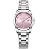SHENGKE Orologi al quarzo minimalisti da donna con data bracciale in acciaio inossidabile e quadrante colorato alla moda (Argento-rosa)