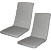 Tomaino - Cuscino Per Sedia a Sdraio Da Esterno, Schienale Alto 120x50x6 h cm - Sfoderabile, Lavabile in Lavatrice, Con Elastici e Lacci - Cotone (2, Grigio)