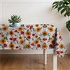 LARA MORADA - Tovaglia Da Tavola, Per Pranzo e Cena, Cotone Ioneta stampato, 70% Cotone 30% Poliestere, 12 Posti, 140cm x 220cm (Girasole, 12 Posti)