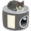 PawHut Tazzone tiragraffi alto 30 cm con grotta albero tiragraffi in sisal per gatti fino a 5 kg, bianco crema
