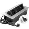 GTV - Presa da incasso MULTISOFT alluminio con 2 prese con messa a terra, USB A+C, RJ45, HDMI 2.0, retrattile con copertura, cavo da 1,5 m, ideale per cucina, ufficio o tavolo da conferenza