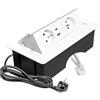GTV - Presa da incasso MULTISOFT bianca con 2 prese con messa a terra, USB A+C, RJ45, retrattile con copertura, cavo da 1,5 m, per cucina, ufficio, congressi e tavolo da lavoro