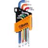 BETA 97BTX-C/SC8 - Serie di 8 chiavi maschio piegate colorate con un'estremità sferica per viti con impronta Torx