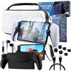 Orzly Set di accessori progettato per Playstation Portal Case e protezione dello schermo Cuffie Grip Case cavo di ricarica presa pollice e altro ancora per migliorare il gioco remoto Bianco - Confezione