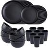 KAHEIGN 32 Pezzi Servizi di Stoviglie in Plastica Infrangibile, 8 x Piatti Piani da 25CM, 8 x Piatti da Insalata da 20CM, 8 x Ciotole da 720ml, 8 x Tazze da 360ml - Adatto a Microonde e Lavastoviglie